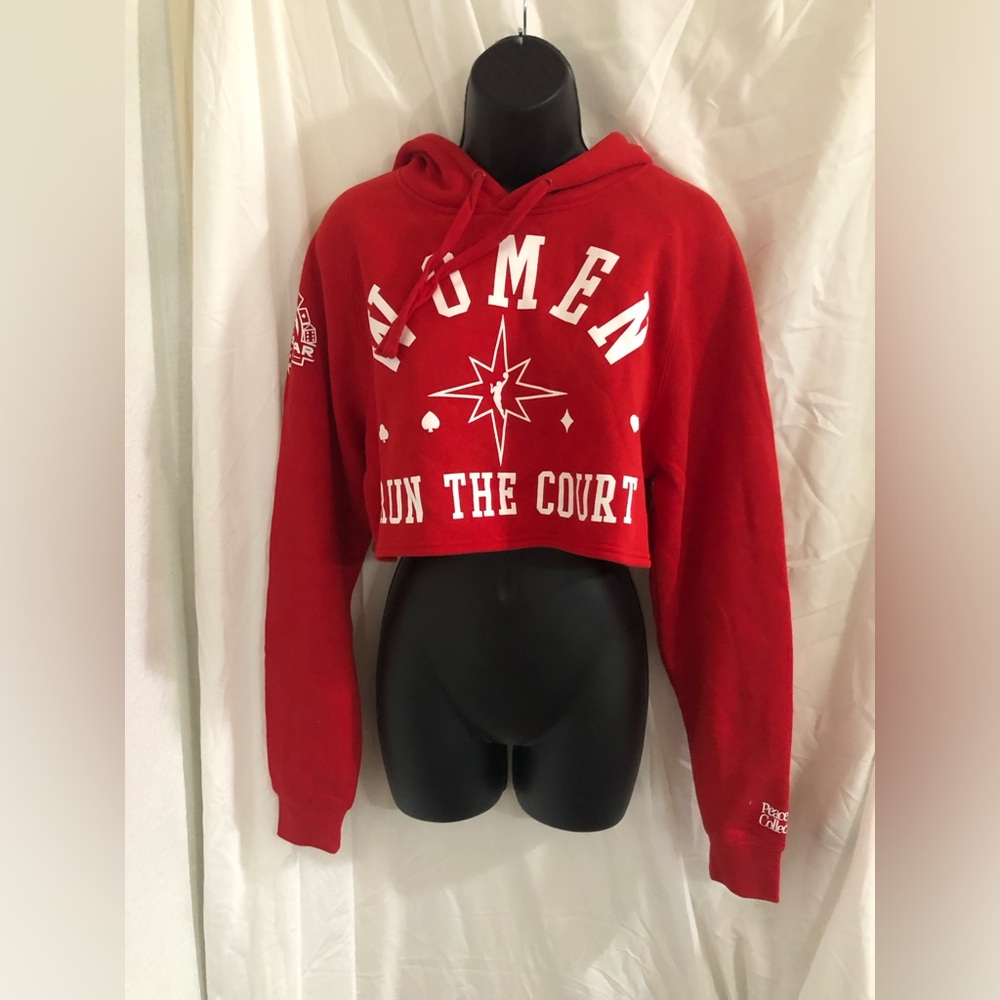 Peace Collective WNBA Women Run The Court queen of the court red cropped hoodie - Picture 2 of 9